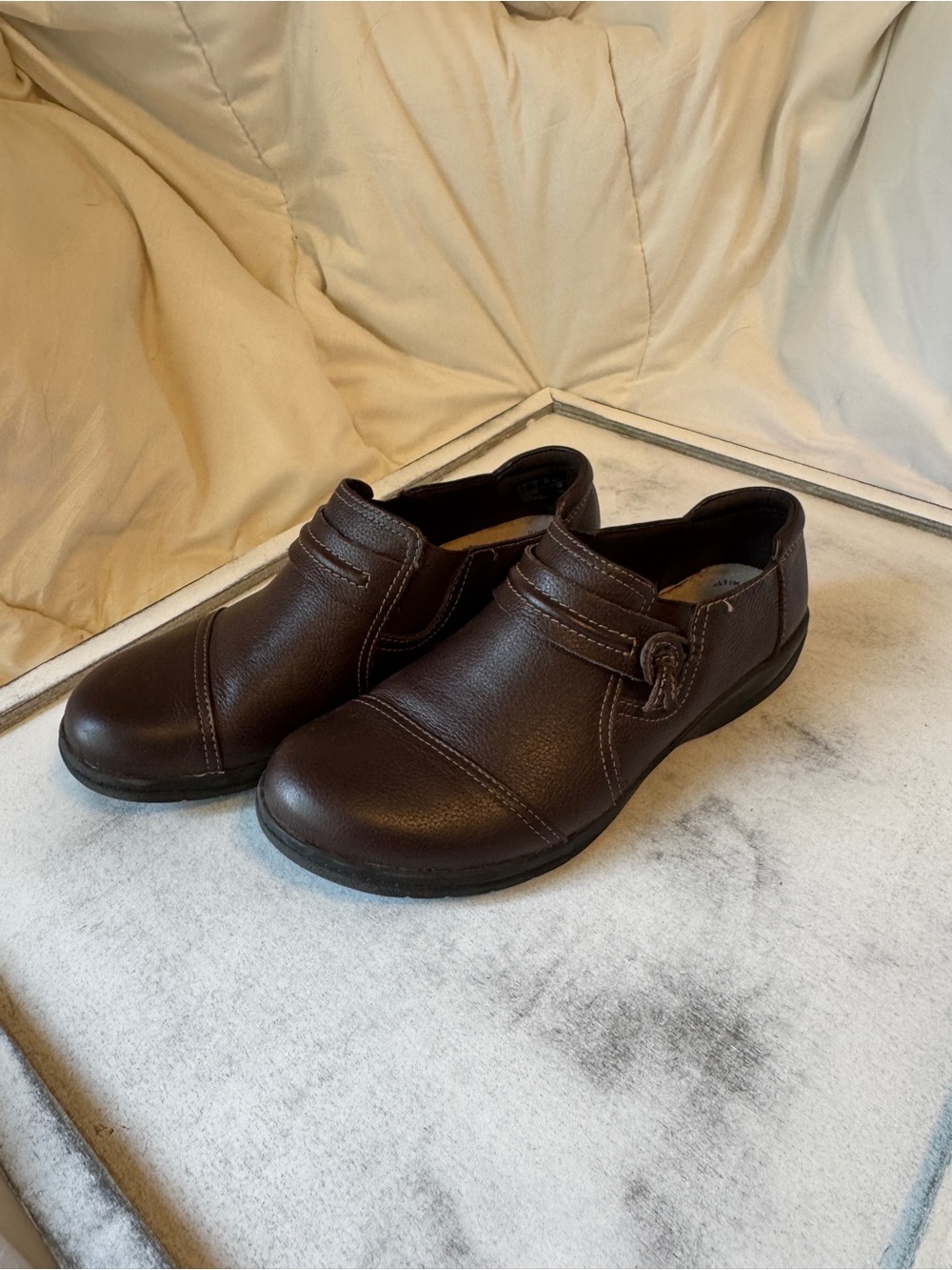 Clarks Dark Brown Slip-On Leather Loafers - Picture 3 of 8